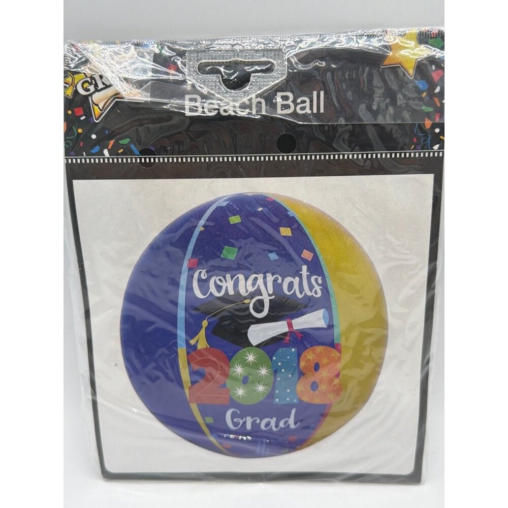 Congrats 2018 Grad Inflatable Beach Ball In Blue & Yellow Colors